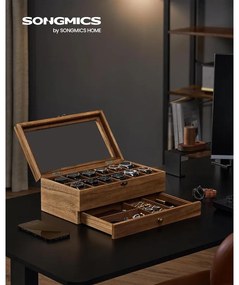 12 rekeszes óratartó doboz rusztikus dió színben