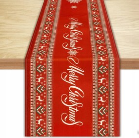 Karácsonyi Asztali Futó, Asztalra, Dohányzóasztalra 33x183cm, Piros, Karácsony