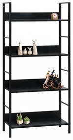 4 szintes fekete szerelt fa könyvespolc 60 x 27,6 x 124,5 cm