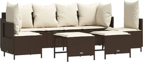 vidaXL 5 részes barna polyrattan kerti ülőgarnitúra párnával