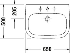 Duravit 23106500002 - D-CODE fali mosdó 65x50 cm, kerámia/fényes fehér