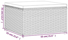 szürke polyrattan kerti lábtartó párnával