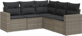 vidaXL 5 részes szürke polyrattan kerti ülőgarnitúra párnákkal