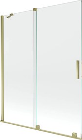 Mexen Velar, 2 szárnyas eltolható kádparaván 140 x 150 cm, 8mm átlátszó üveg, arany fényes profil, 896-140-000-01-50
