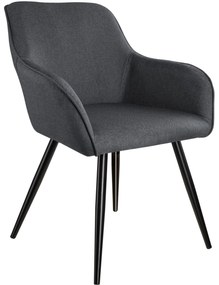 tectake 403672 marilyn vászon kinézetű székek - sötétszürke-fekete
