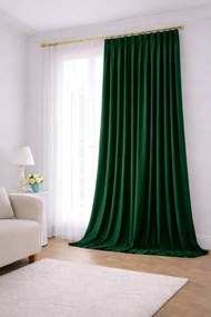 Velvet Premium Függöny 155 x Az Ön Mérete Szalagon Üvegzöld