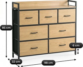 Komoda z Szufladami HUDSON 98 cm Dąb/Czarny