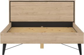 Natúr színű franciaágy ágyráccsal 140x200 cm tölgyfa dekorral Ry – Tvilum