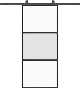 vidaXL fekete edzett üveg tolóajtó fémszerelék szettel 90x205 cm