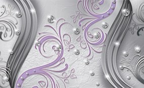 Fotótapéta Lila virágok ezüst és vinil kristályok 416x254 +ragasztó