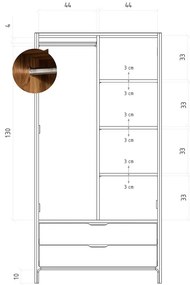 Natúr színű tölgyfa ruhásszekrény 96x188 cm Twig – The Beds