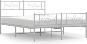 vidaXL fehér fém ágykeret fej- és lábtámlával 150x200 cm