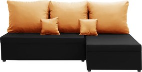 BODZO Kinyitható sarokkanapé Fekete/narancs