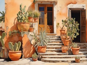 Poszter 80x60cm Napsütötte Kaktuszsarok