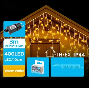 BRILAGI - LED kültéri fényfüzér 400xLED/8 üzemmód, 23x0,6 m, IP44, meleg fehér
