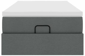 Ottomán ágykeret matraccal sötétszürke 80x200cm szövet