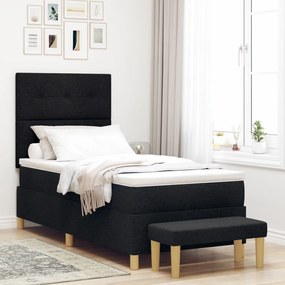 Box Spring Ágy Matraccal és Pad Fekete 90x190 cm Szövet