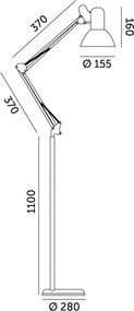 Brilagi - Flexibilis állólámpa TASKER 1xE27/60W/230V 184 cm fekete
