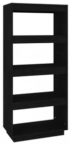 fekete tömör fenyőfa könyvszekrény/térelválasztó 60x35x135 cm