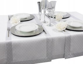 Asztali futófelület Pöttyös Lux 40x220 foltálló öv fehér-ezüst