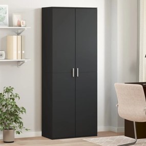 Fekete szerelt fa magasszekrény 70 x 35 x 180