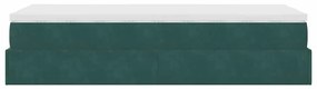 Ottomán ágykeret matraccal sötétzöld 80x200cm bársony