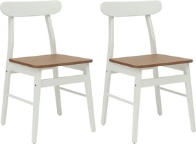 vidaXL Étkezőszék 2 pcs Fehér és Természetes 43 x 44,5 x 77 cm