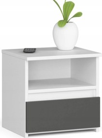 Éjjeliszekrény CL1 fehér-grafit szürke dohányzóasztal 40cm Akd