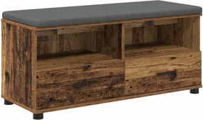 vidaXL Előtér pad Öreg fa 100 x 38 x 46 cm Műanyag Fa és Szövet