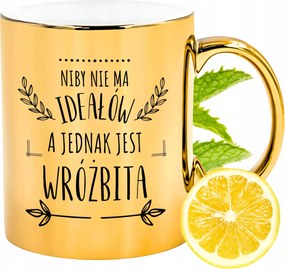 Arany csillogó bögre jósnőnek ajándék fényképes nyomtatással