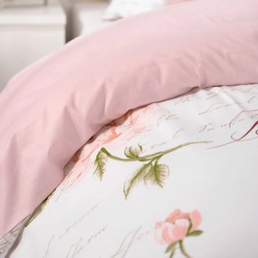 Goldea pamut ágyneműhuzat duo - pünkösdirózsa mintás, púderrózsaszín hátoldal 140 x 200 és 70 x 90 cm