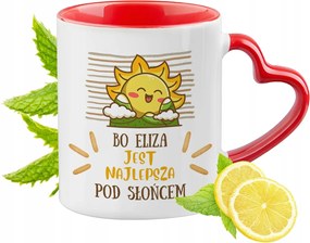 Eliza Piros Bögre Szív Alakú Füllel Ajándék Nyomtatott