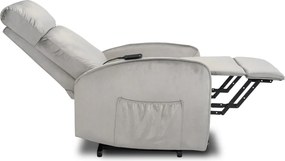 FOTEL COLTON Szary Welurowy z Funkcją Wstawania