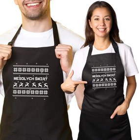 Konyhai kötény nyomott mintával karácsonyi ajándékhoz Fehér karácsonyi minták