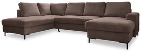 Barna kordbársony kinyitható sarokkanapé (bal oldali) Lofty Lilly – Miuform