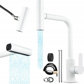 Konyhai Csaptelep Fehér Flexibilis Kifolyócső Konyhai Csaptelep Hajlékony Kihúzható