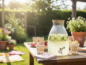 Üveges italadagoló GUSTA fa tetővel 5,5 L