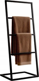 Fürdőszobai akasztó álló fém fekete törölközőtartó állvány Towel IV