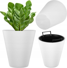 Virágtartó 29,5 cm Fedő Virágbetét Műanyag Kerek 3D Fehér