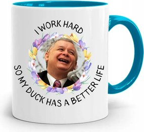 Kék Vicces Bögre Jaroslaw Kaczynski fényképes nyomattal