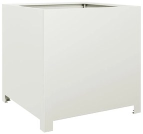 fehér acél kerti virágtartó 50 x 50 x 50 cm