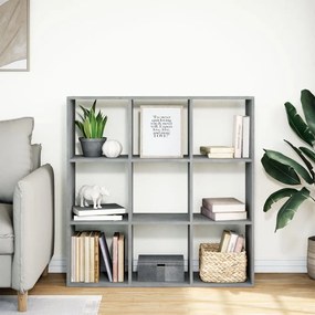 betonszürke szerelt fa elválasztó könyvespolc 102x29x103,5 cm