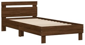 barna tölgy színű fejtámlás ágykeret matrac nélkül 100 x 200 cm