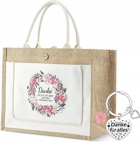 Juta Bevásárlótáska nagy kulcstartóval tágas Ökológiai shopper bag