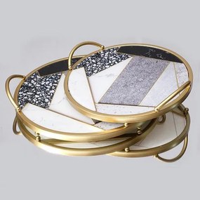 KÉSZLET 2x Dekoratív tálca átm. 35/30 cm arany