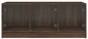 barna tölgyszínű dohányzóasztal üvegajtókkal 102 x 50 x 42 cm