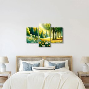 Kép - Falu sárga-zöld színekben (90x60 cm)