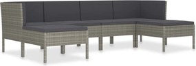 vidaXL 6 részes szürke polyrattan kerti ülőgarnitúra párnákkal