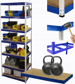 Tárolószekrény fém állvány Helios 270x90x50cm 7Px275kg Tömör Magas