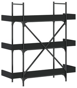 3-szintes fekete szerelt fa könyvespolc 100 x 33 x 108,5 cm